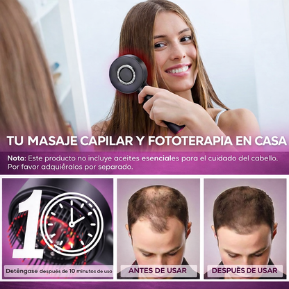 Cepillo masajeador con luz de radiofrecuencia